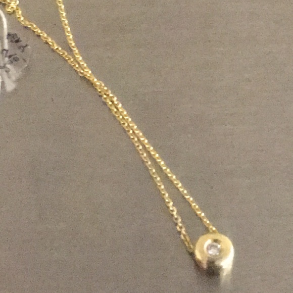 14k yellow gold round diamond pendant. - Picture 4 of 4